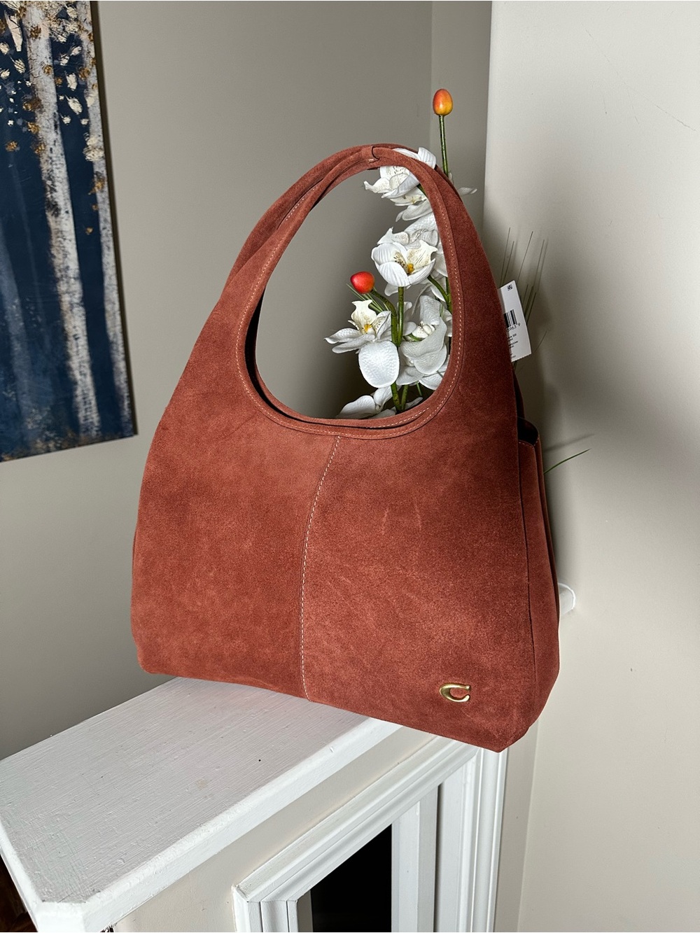 Coach Suede Luna Shoulder Bag (Clay) - New